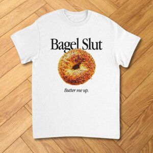 White Bagel Funny Food Quote Graphic Tee Butter Humor T-Shirt